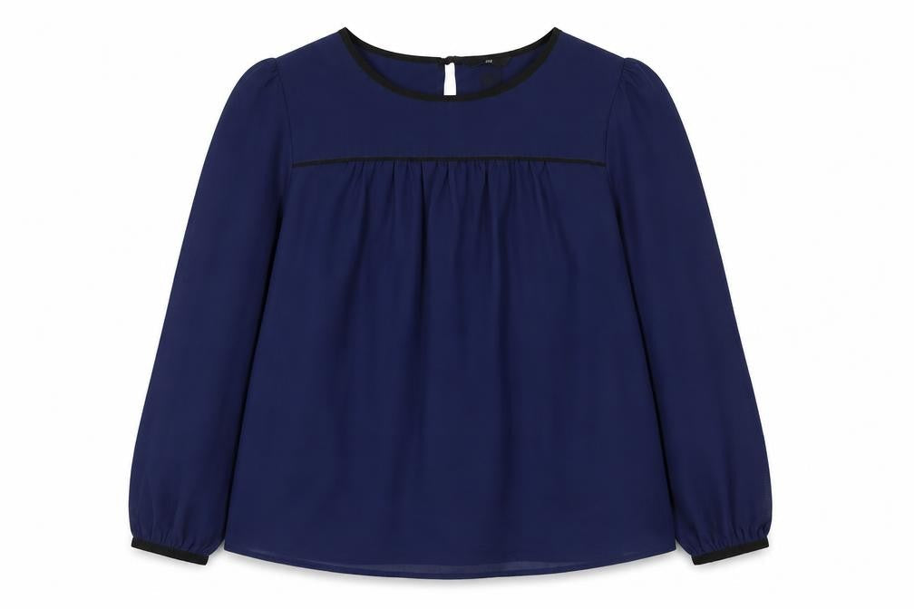 H&M Womens Blue Polyester Basic Blouse Size 10 Round Neck