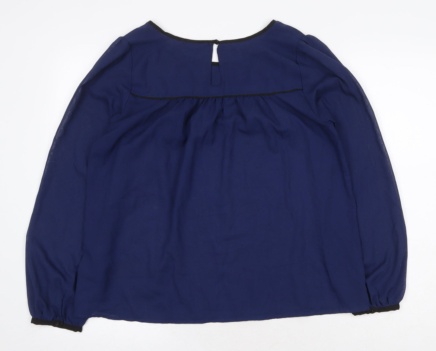 H&M Womens Blue Polyester Basic Blouse Size 10 Round Neck