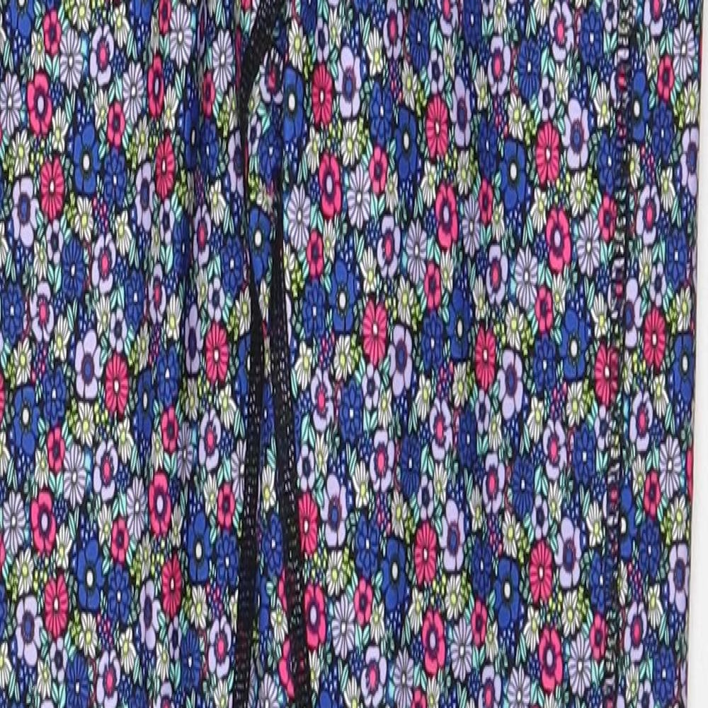 Marks and Spencer Womens Multicoloured Geometric Polyester Trousers Size 6 Regular