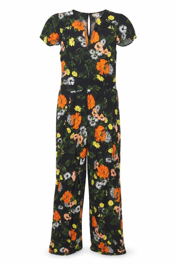 Miss Selfridge Womens Multicoloured Floral Viscose Jumpsuit One-Piece Size 4 Zip