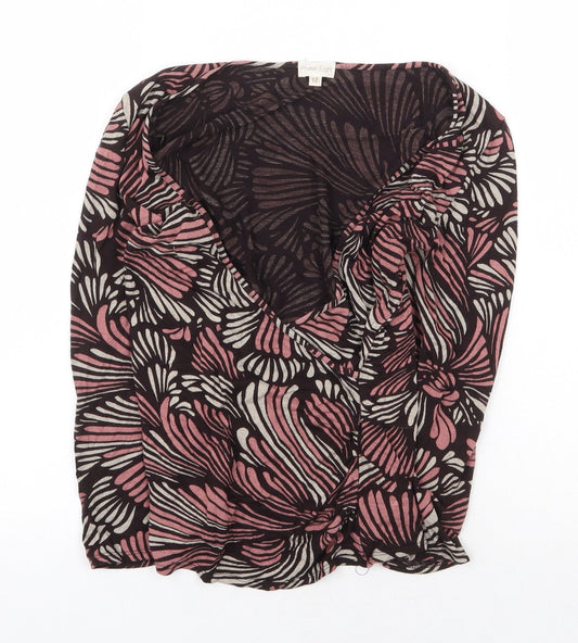 Phase Eight Womens Pink Geometric Viscose Basic Blouse Size 12 V-Neck
