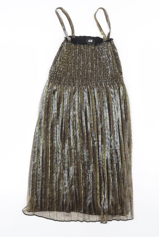 H&M Womens Gold Polyester Ball Gown Size S Square Neck Pullover