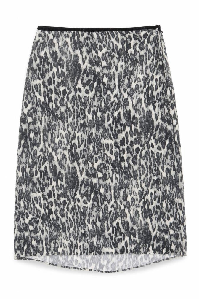YAYA Womens Grey Animal Print Polyester Swing Skirt Size 14 Zip - Leopard Pattern