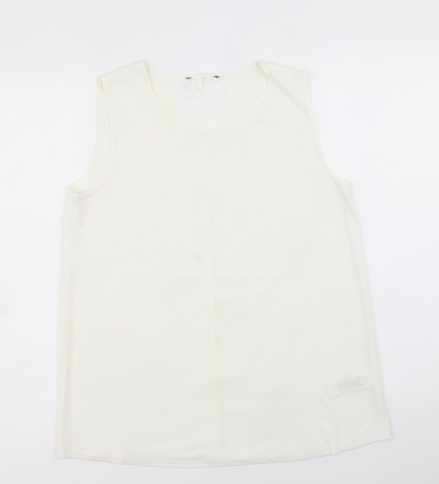 NEXT Womens Ivory Polyester Basic Tank Size 12 Scoop Neck - Lace Back Detail