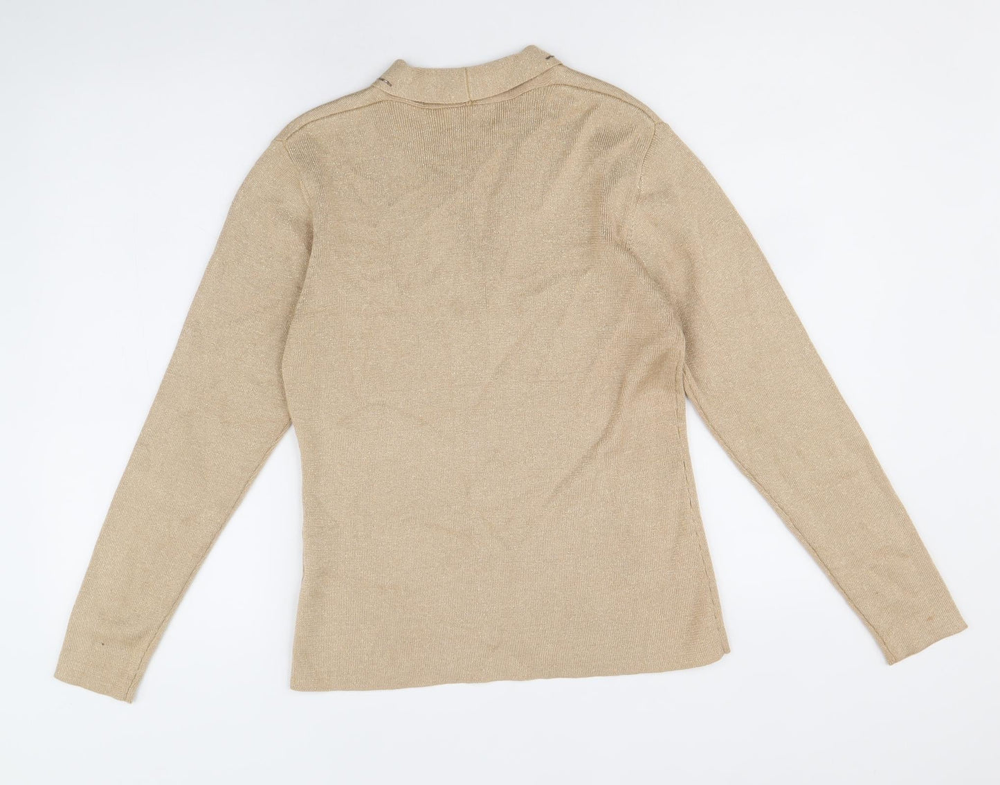 Emreco Womens Gold Collared Cotton Cardigan Jumper Size 8