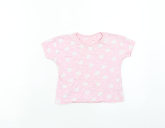 George Girls Pink Geometric Cotton Basic T-Shirt Size 2-3 Years Round Neck Pullover
