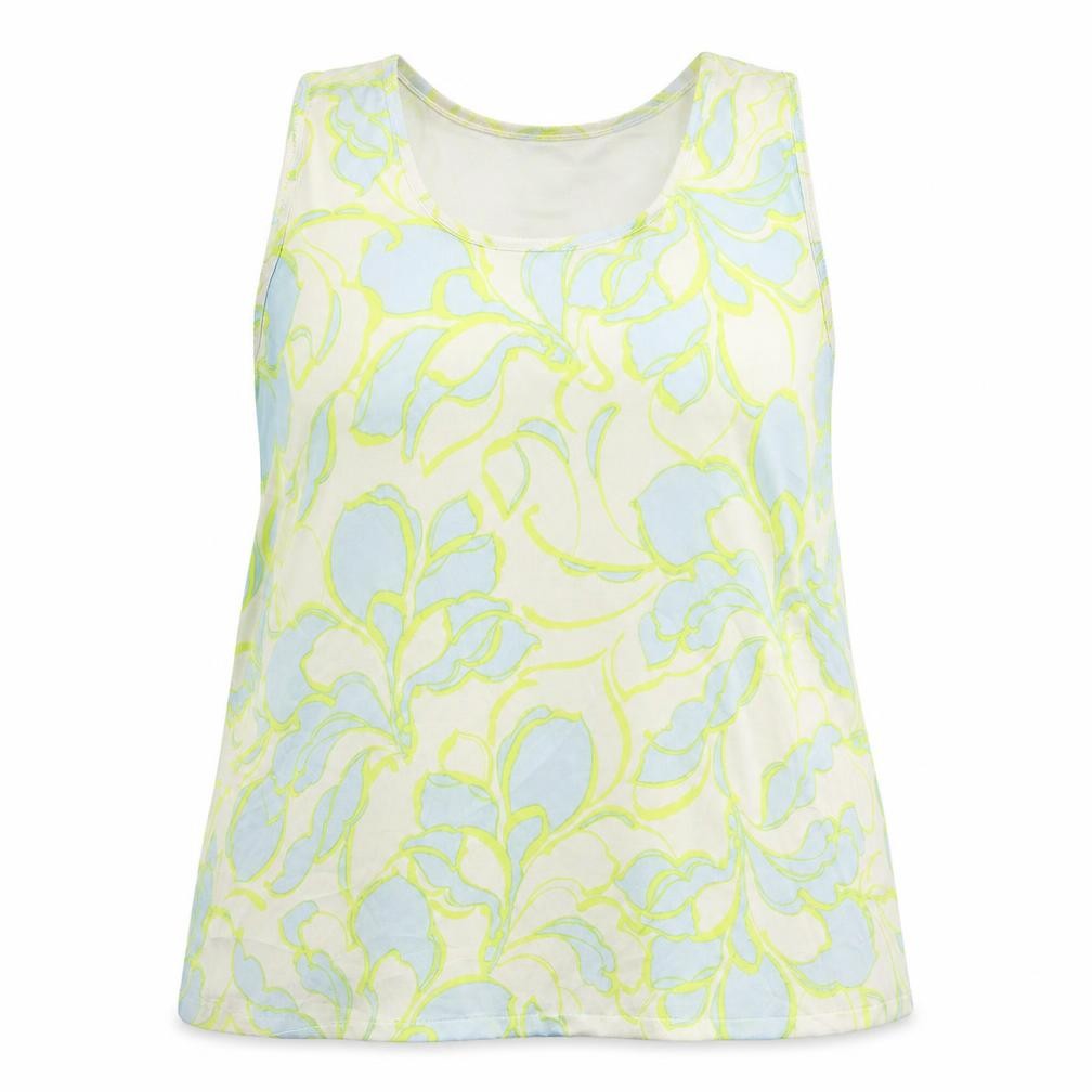 Marks & Spencer Womens White Geometric Polyester Basic Tank Size 18 Scoop Neck