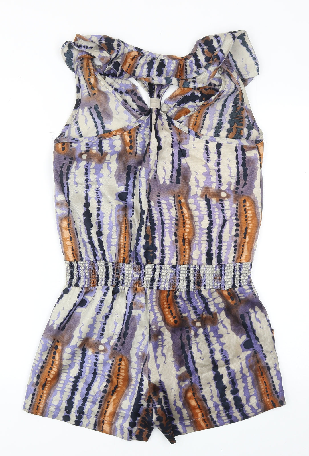 Vertigo Womens Multicoloured Geometric Polyester Playsuit One-Piece Size XS Zip