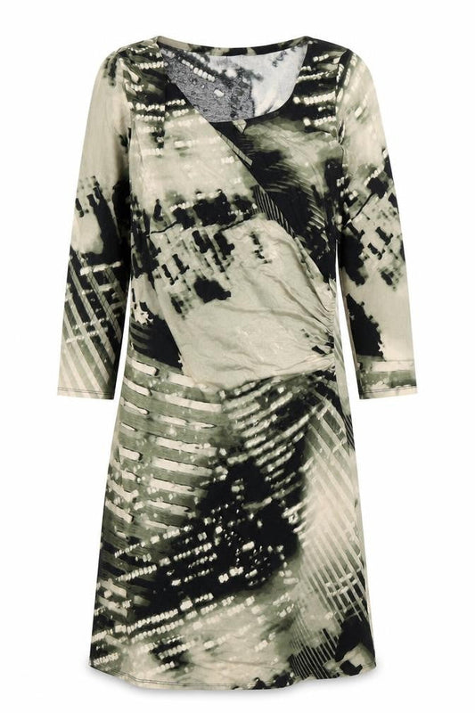 Wallis Womens Green Geometric Viscose A-Line Size 10 Boat Neck Pullover