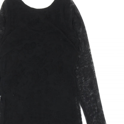 Boohoo Womens Black Polyester Sheath Size 10 Boat Neck Pullover