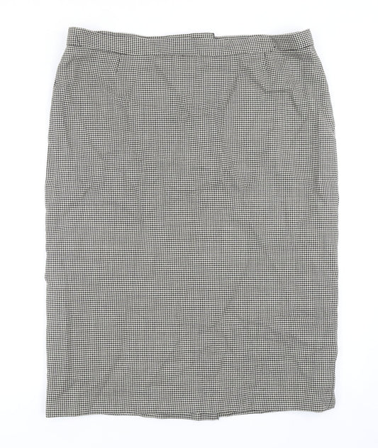Preworn Womens Grey Plaid Polyester Straight & Pencil Skirt Size 41 in Zip