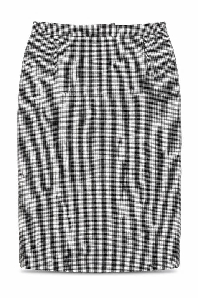 Preworn Womens Grey Plaid Polyester Straight & Pencil Skirt Size 41 in Zip