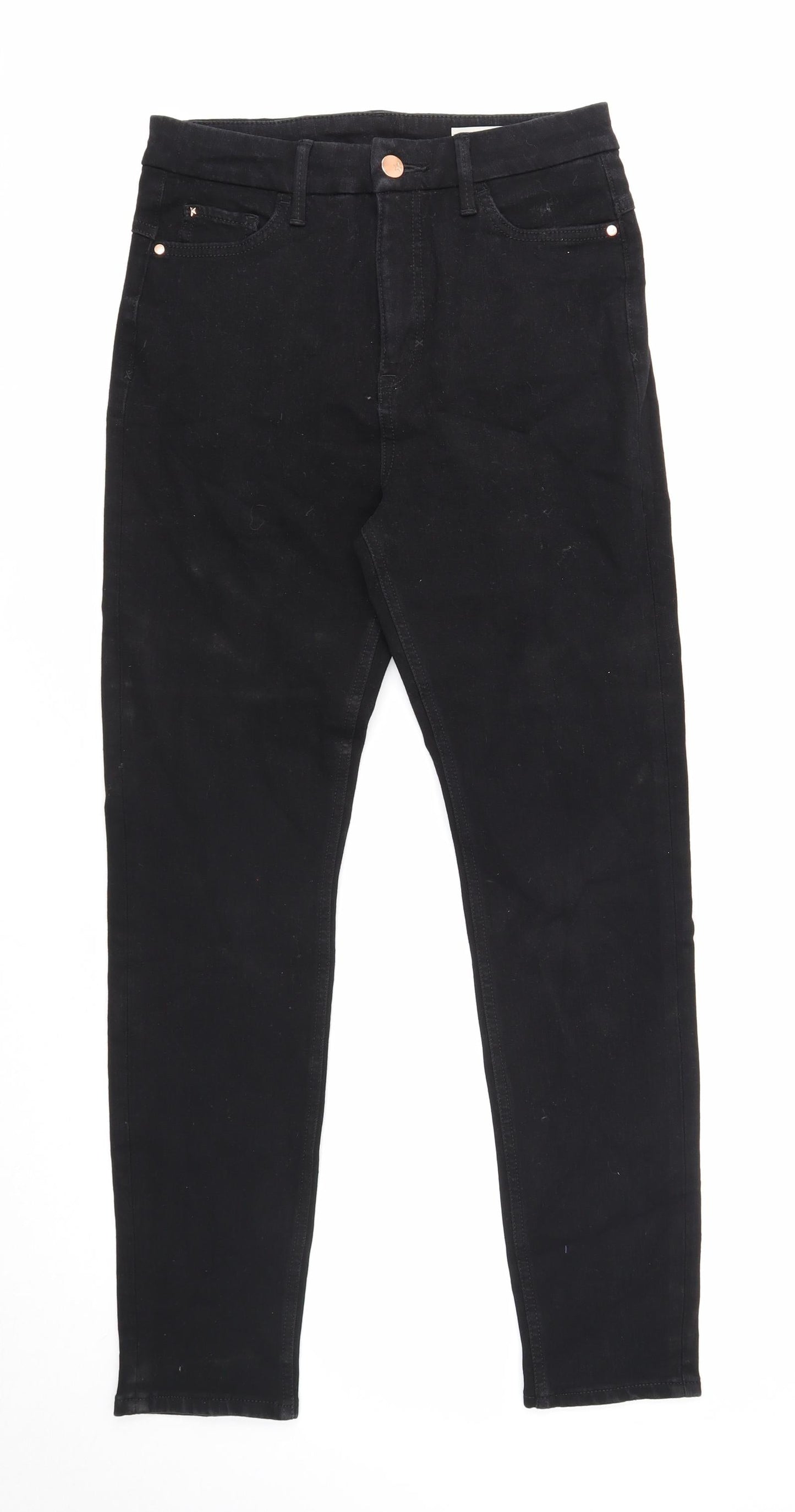 Marks and Spencer Womens Black Cotton Skinny Jeans Size 10 Regular Zip