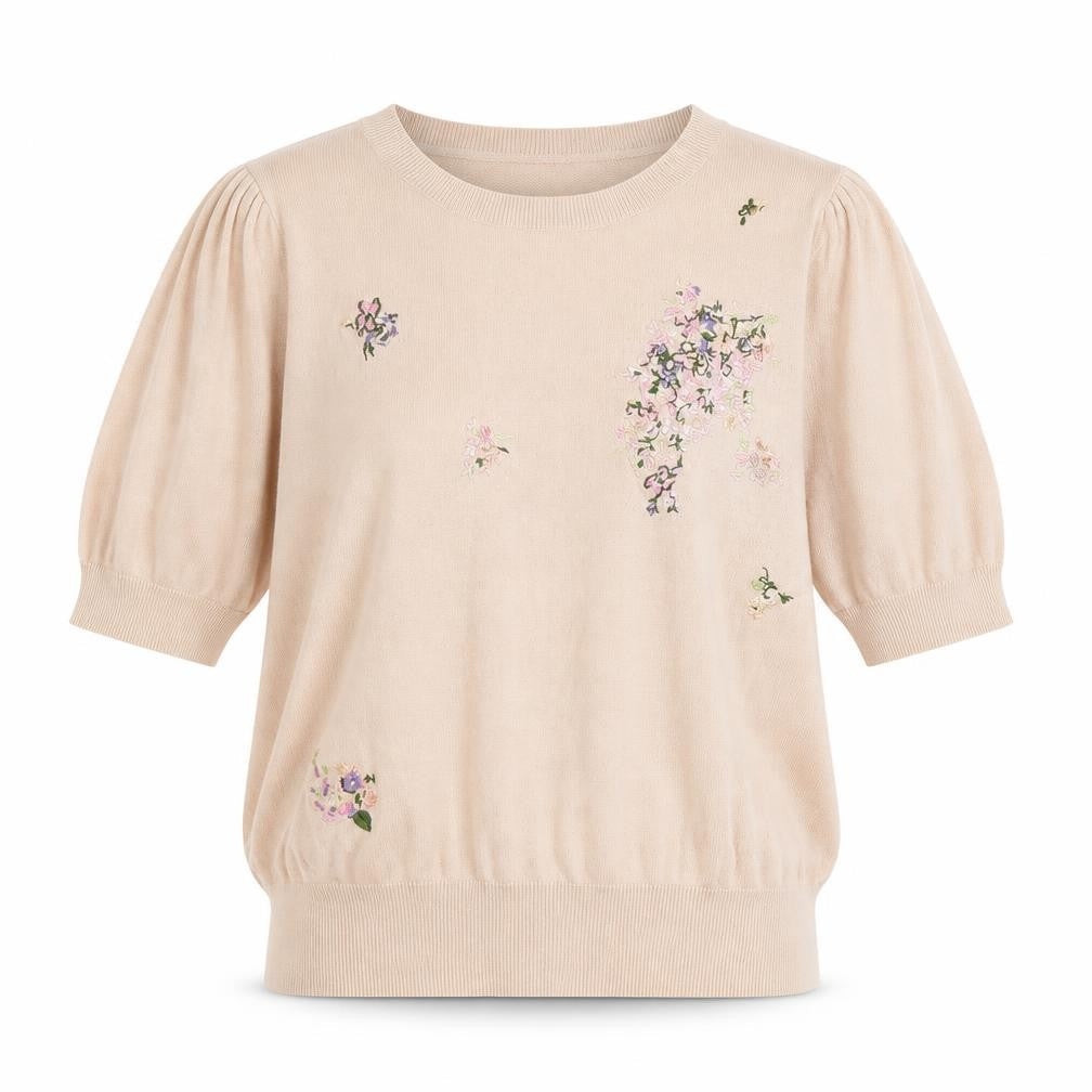 Oasis Womens Pink Floral Viscose Basic Blouse Size L Round Neck