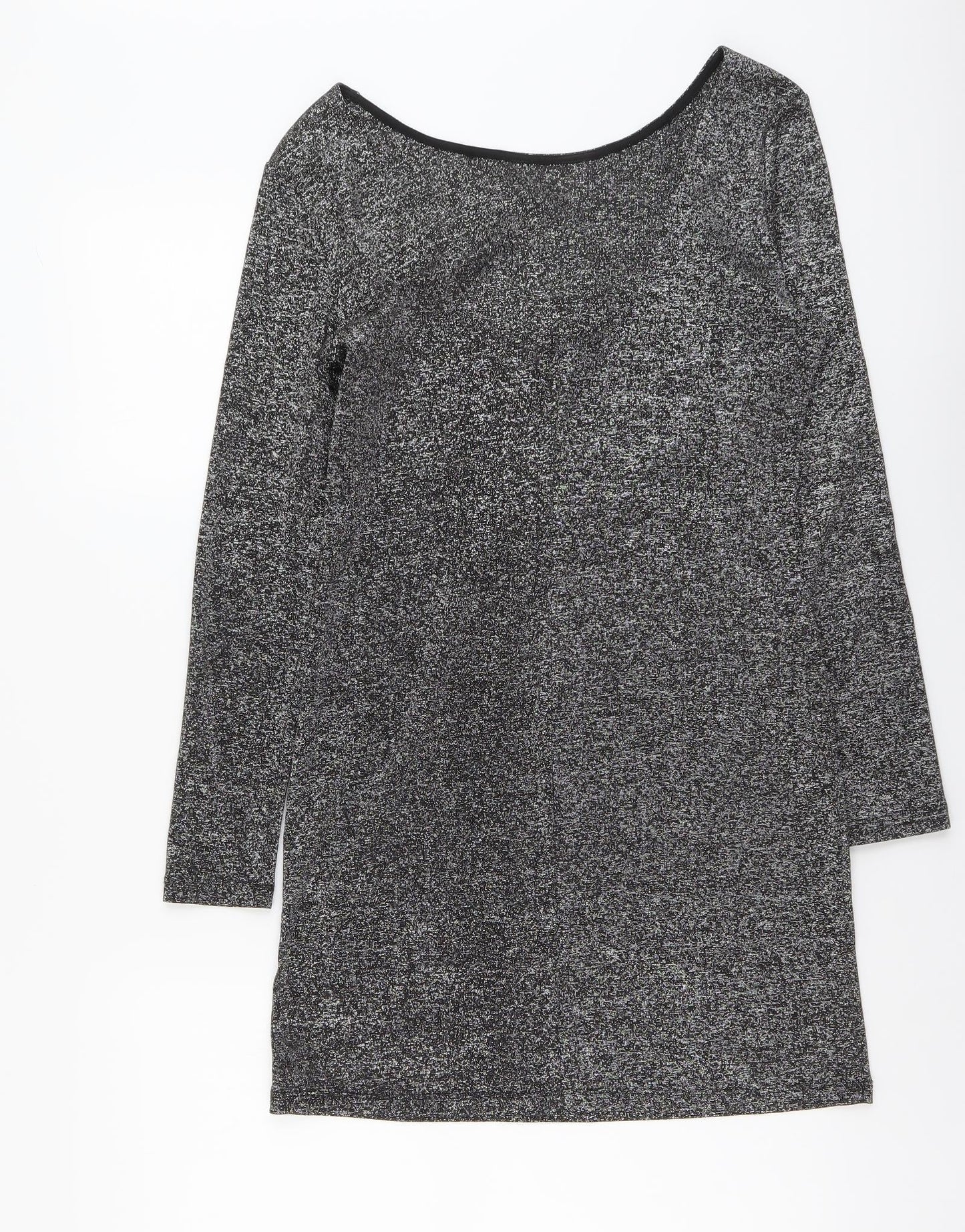 H&M Womens Silver Polyester A-Line Size M Scoop Neck Pullover