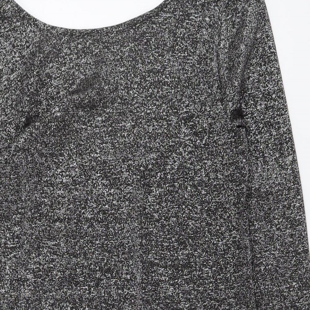 H&M Womens Silver Polyester A-Line Size M Scoop Neck Pullover