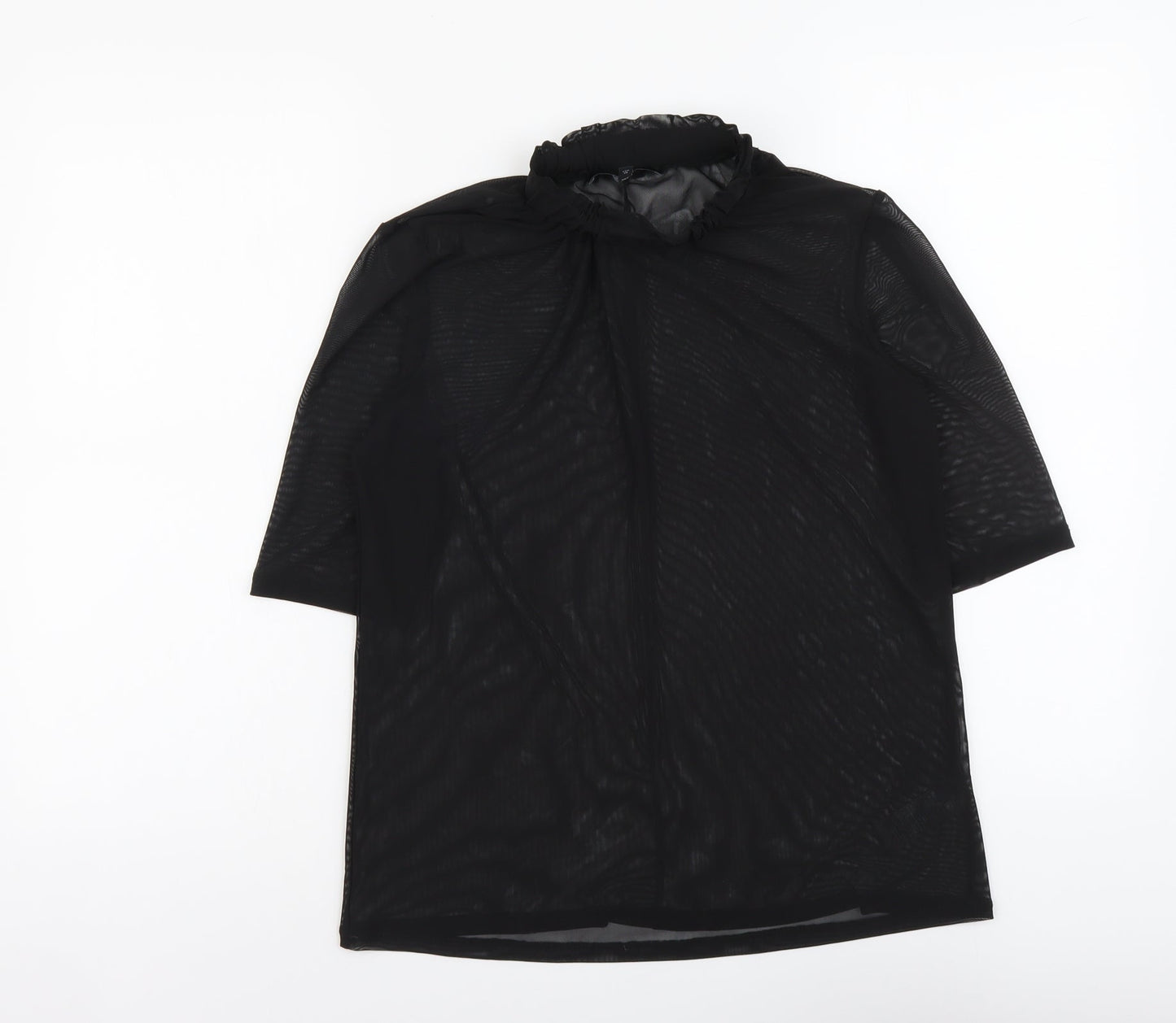 NEXT Womens Black Polyester Basic T-Shirt Size 10 Round Neck