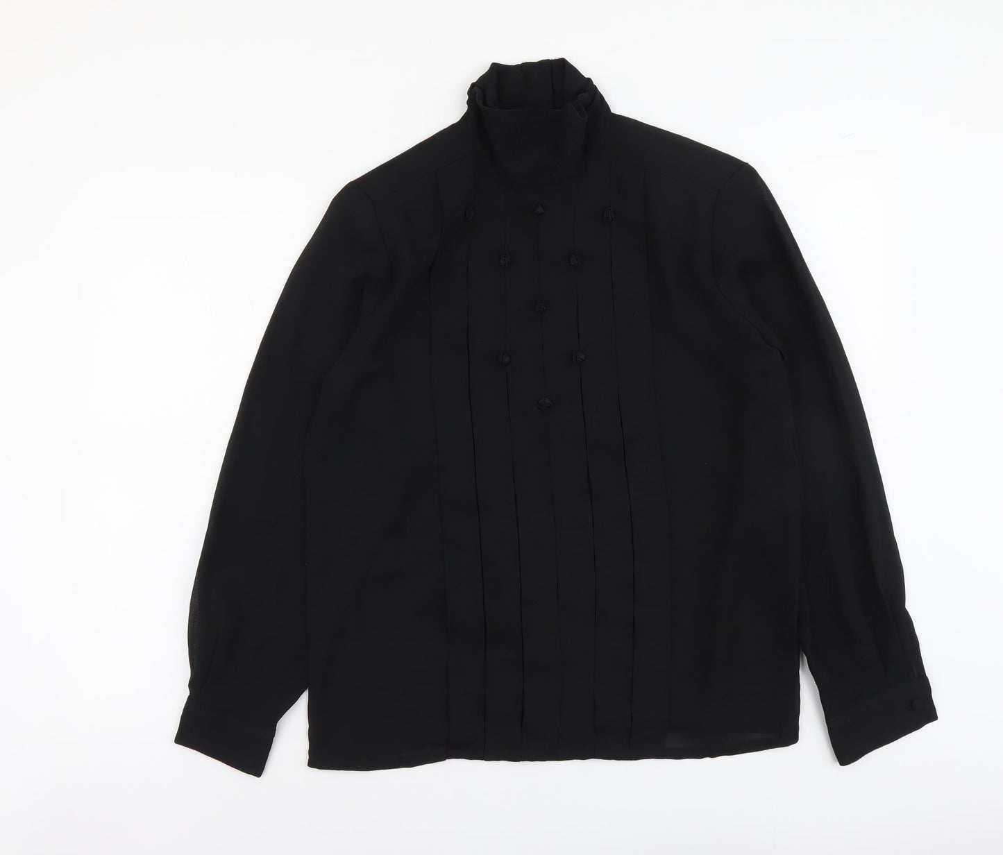 Collection Womens Black Polyester Basic Blouse Size 10 High Neck