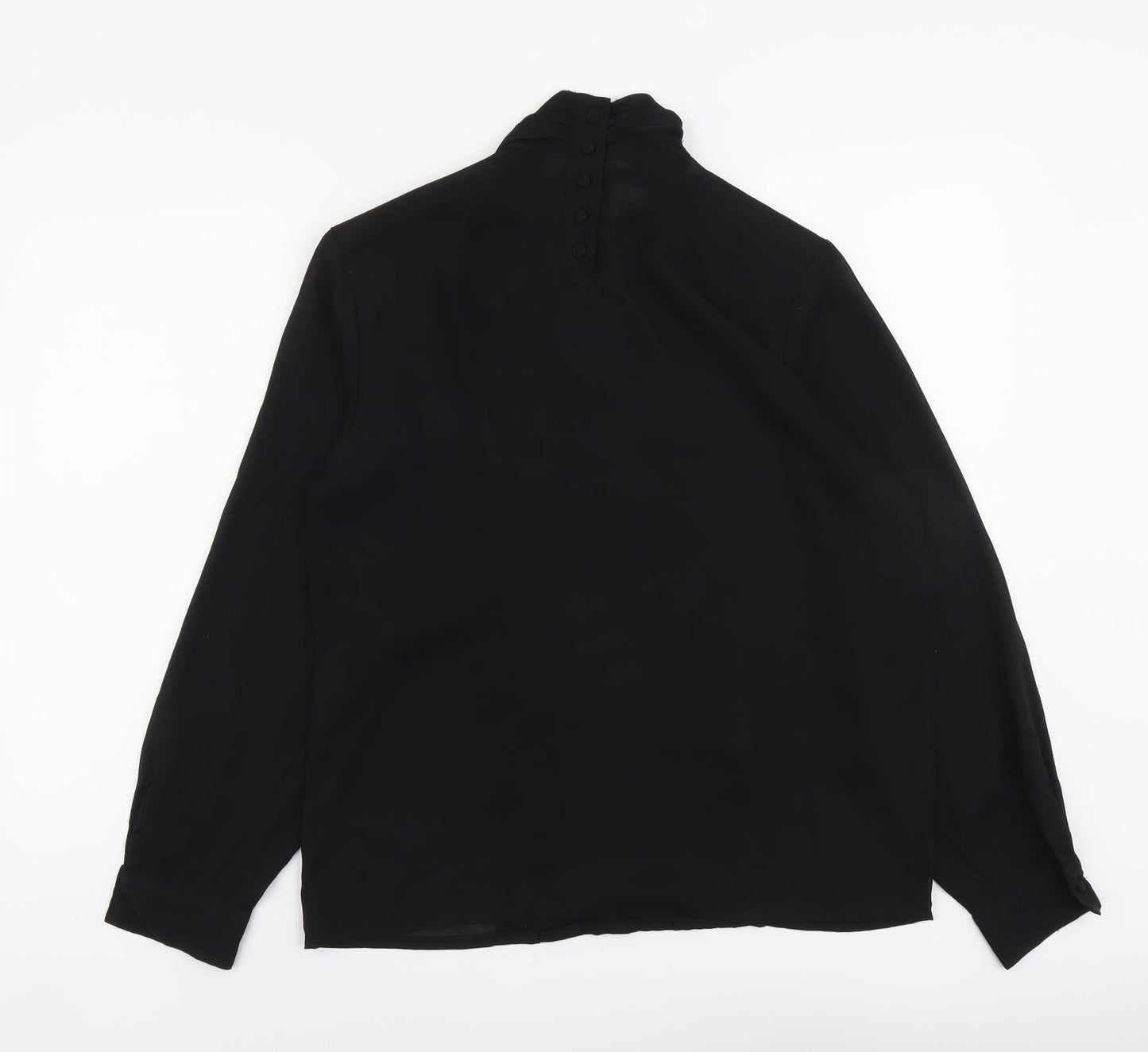 Collection Womens Black Polyester Basic Blouse Size 10 High Neck