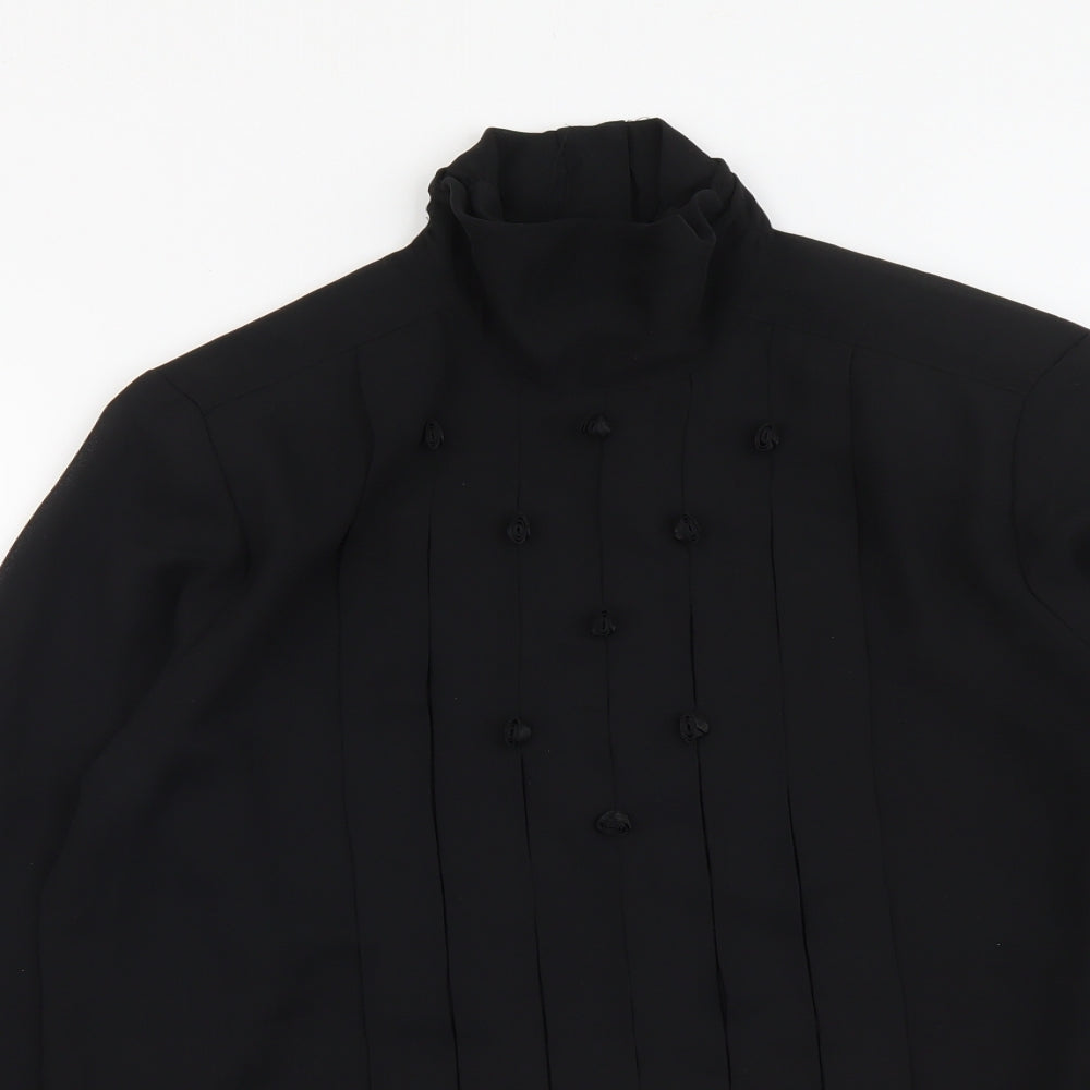 Collection Womens Black Polyester Basic Blouse Size 10 High Neck