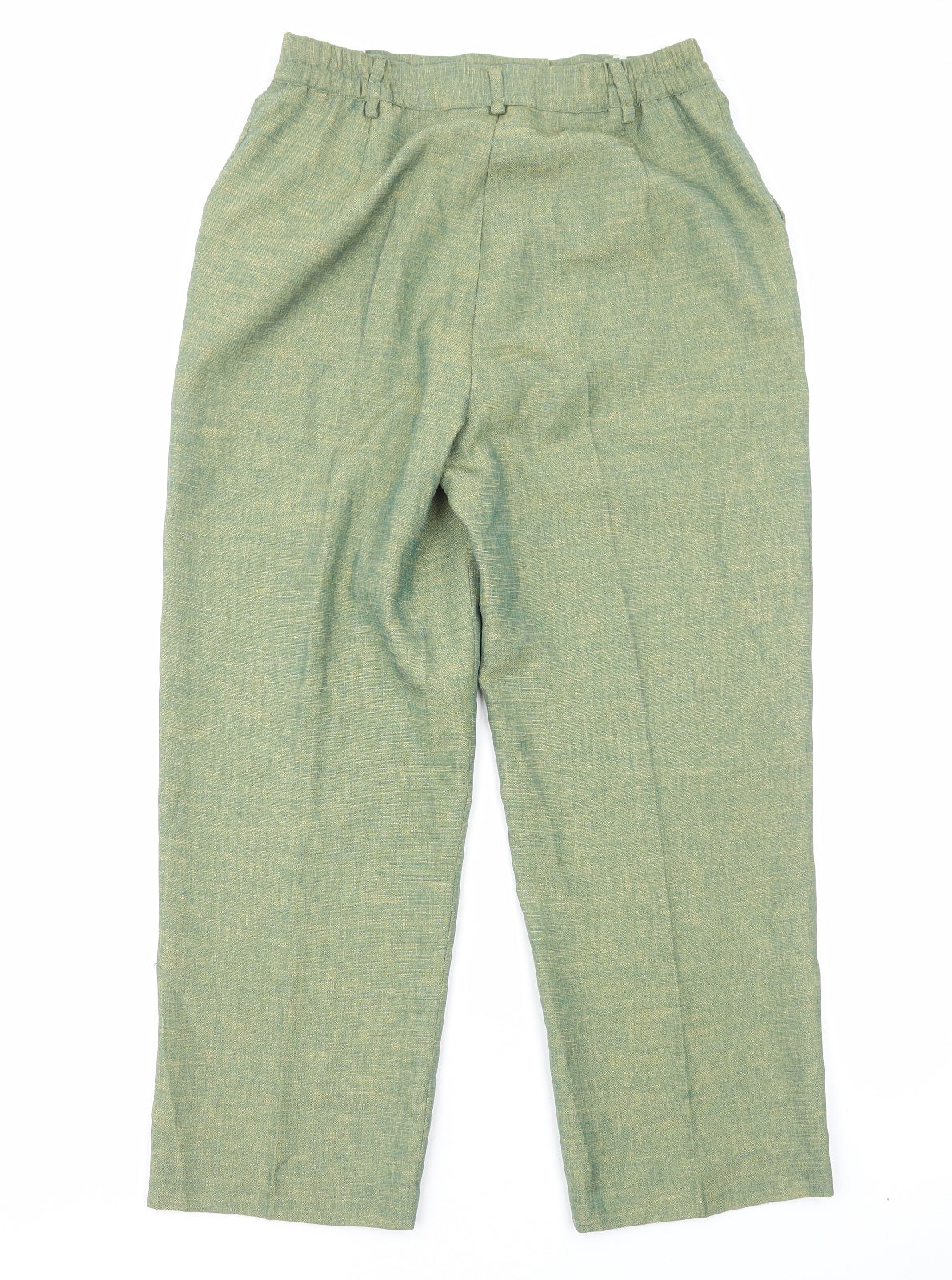 Preworn Womens Green Polyester Trousers Size 12 Regular Zip