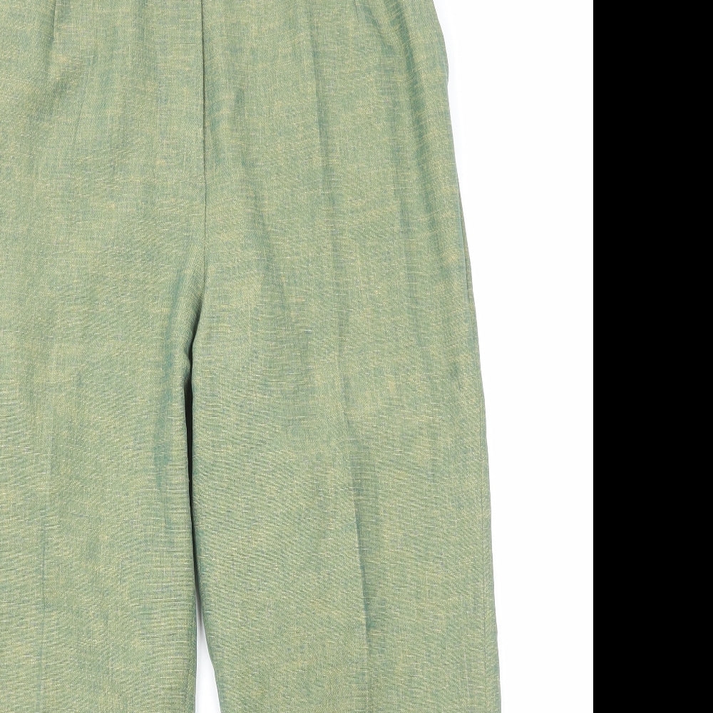 Preworn Womens Green Polyester Trousers Size 12 Regular Zip