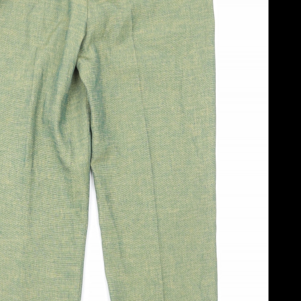 Preworn Womens Green Polyester Trousers Size 12 Regular Zip