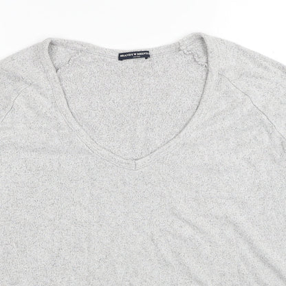 Brandy Melville Womens Grey V-Neck Cotton Pullover Jumper One Size