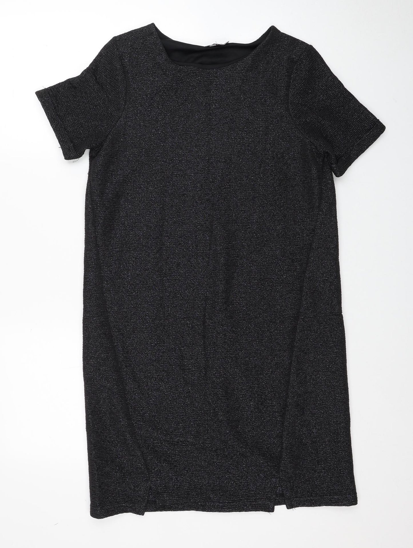 Warehouse Womens Black Polyester Shift Size 10 Boat Neck Pullover