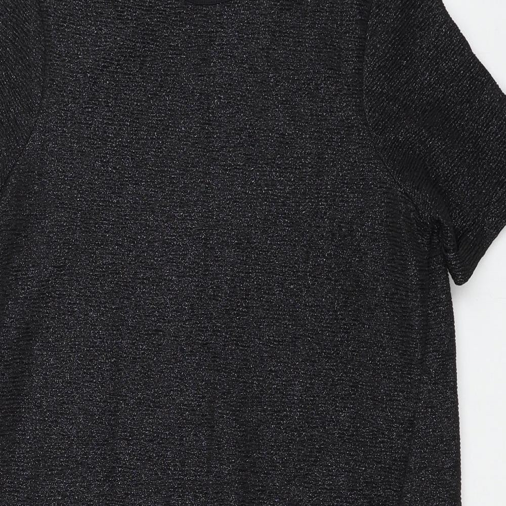 Warehouse Womens Black Polyester Shift Size 10 Boat Neck Pullover