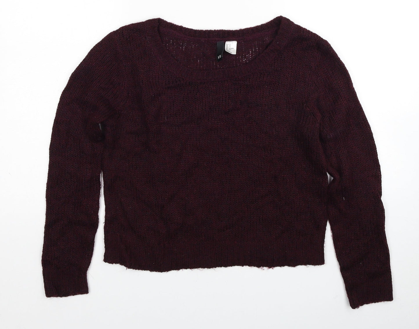 Divided by H&M Womens Red Scoop Neck Acrylic Pullover Jumper Size XS