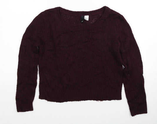 Divided by H&M Womens Red Scoop Neck Acrylic Pullover Jumper Size XS