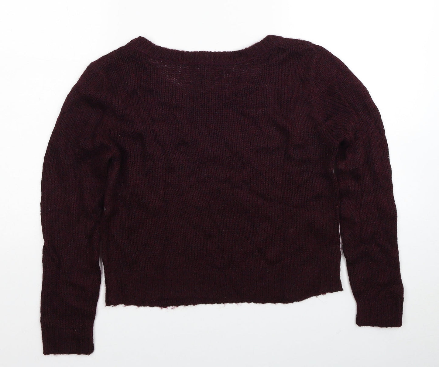 Divided by H&M Womens Red Scoop Neck Acrylic Pullover Jumper Size XS