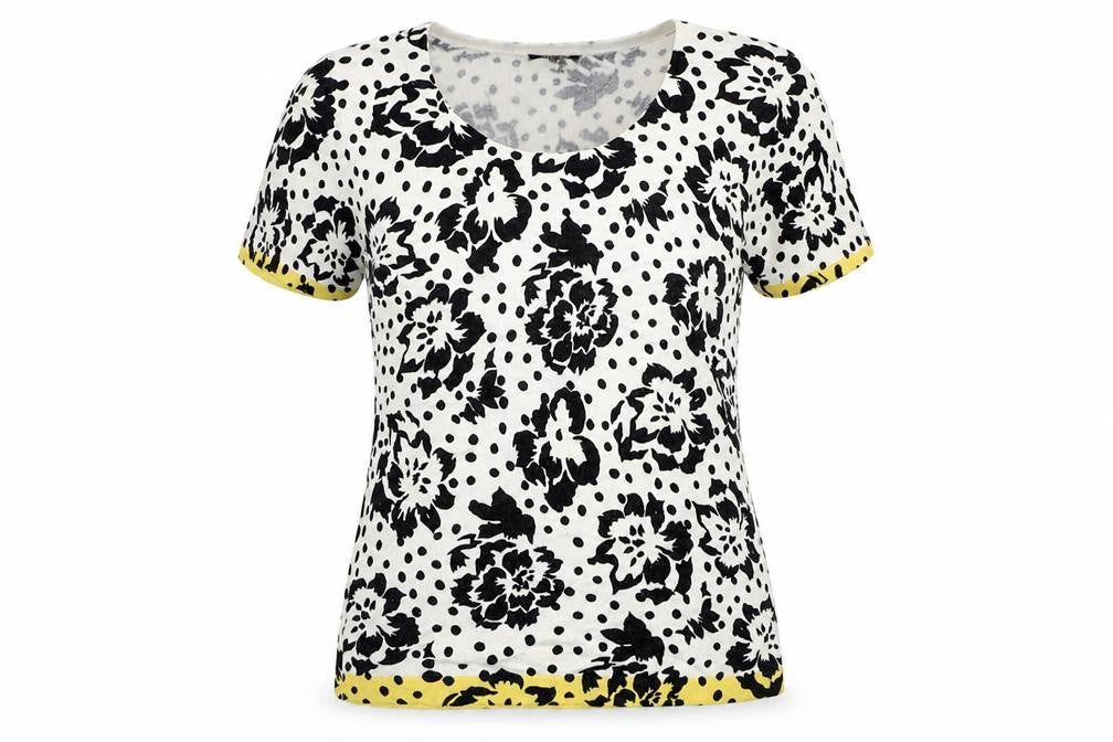 Precis Womens Multicoloured Floral Viscose Basic T-Shirt Size XS Round Neck