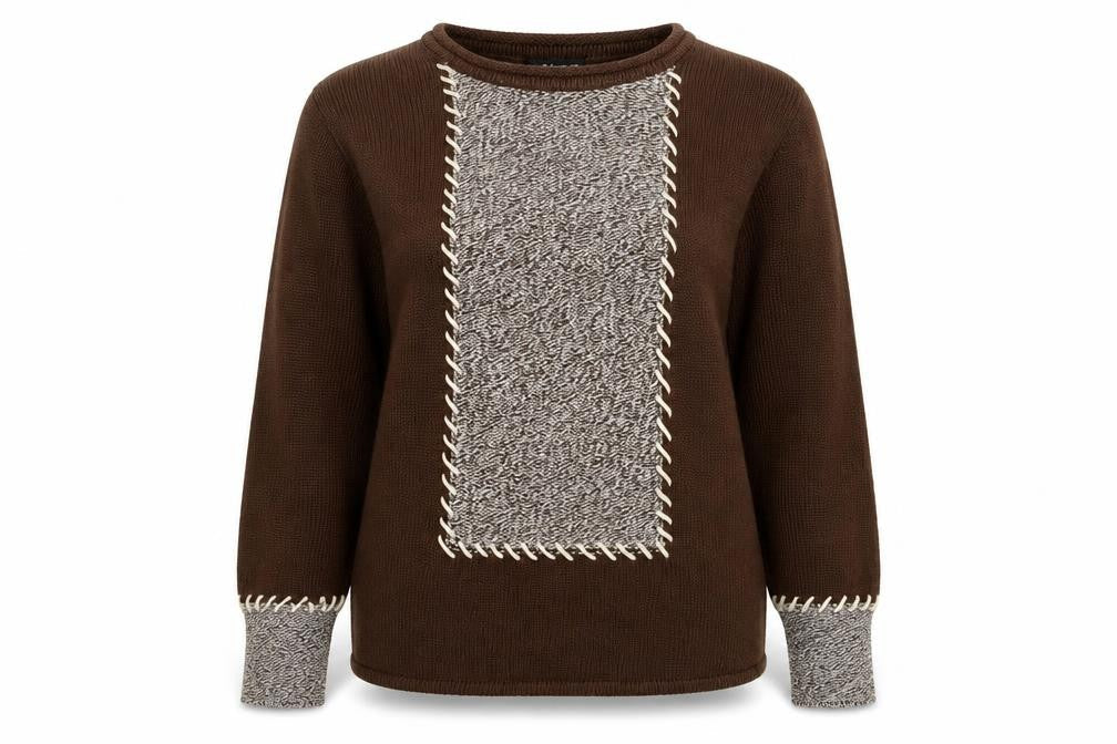 Michele Peretto Womens Brown Round Neck Acrylic Pullover Jumper Size L
