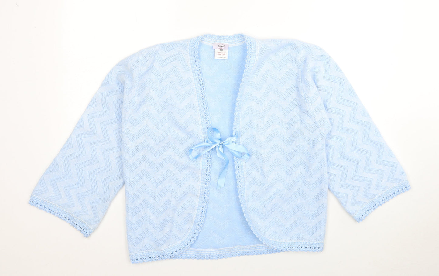 Lux Lux Womens Blue V-Neck Geometric Acrylic Cardigan Jumper Size M