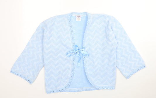 Lux Lux Womens Blue V-Neck Geometric Acrylic Cardigan Jumper Size M