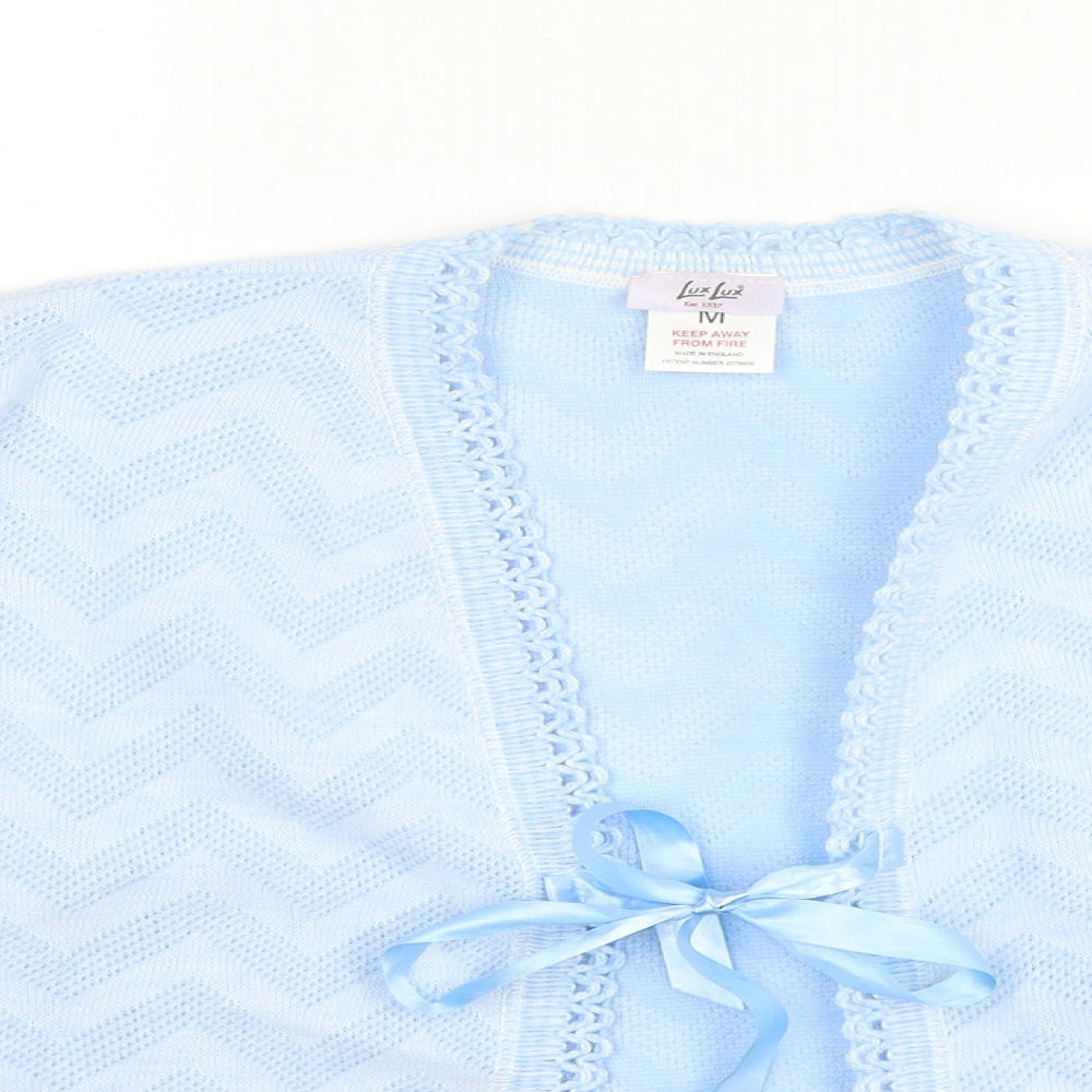 Lux Lux Womens Blue V-Neck Geometric Acrylic Cardigan Jumper Size M