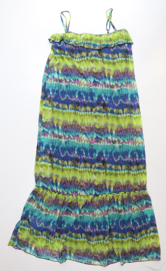 BCX Womens Multicoloured Geometric Polyester Maxi Size L Square Neck Pullover