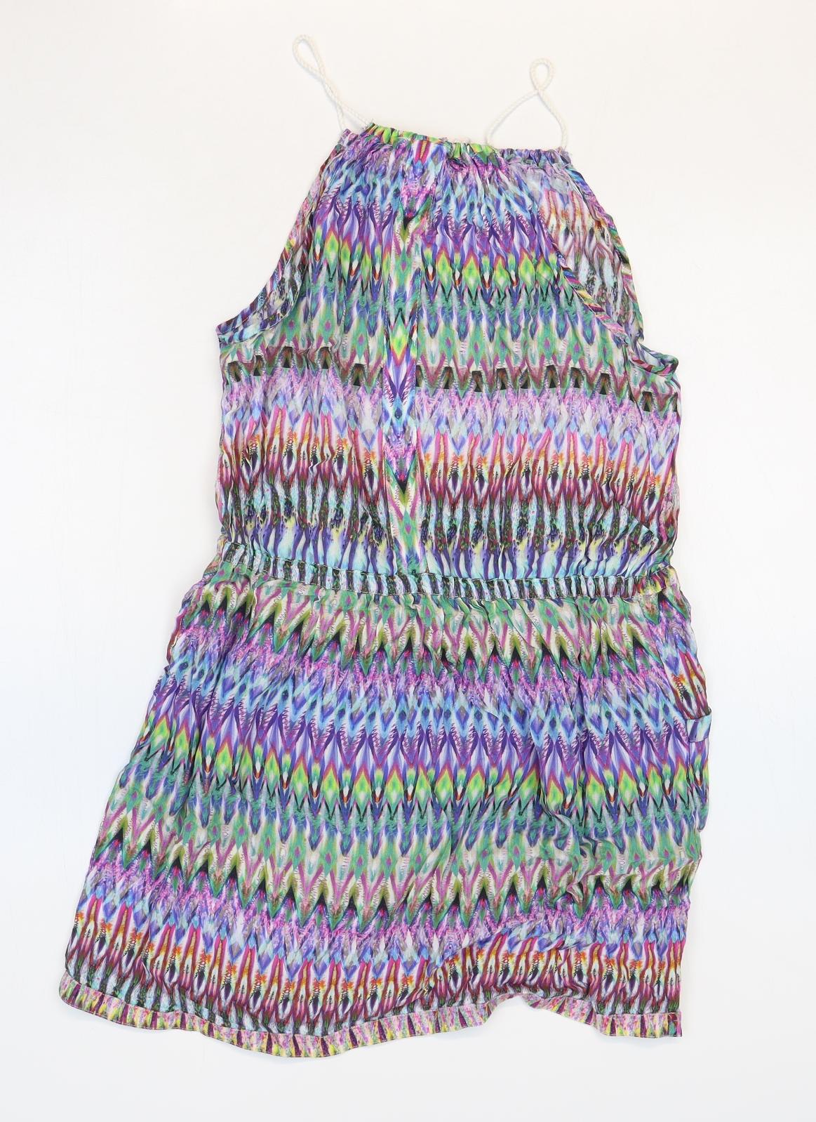 NEXT Womens Multicoloured Geometric Viscose Mini Size 8 Square Neck Tie