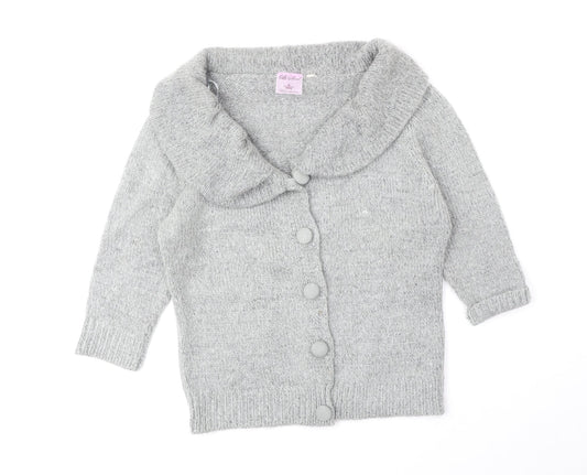 B-Soul Womens Grey Collared Acrylic Cardigan Jumper Size L