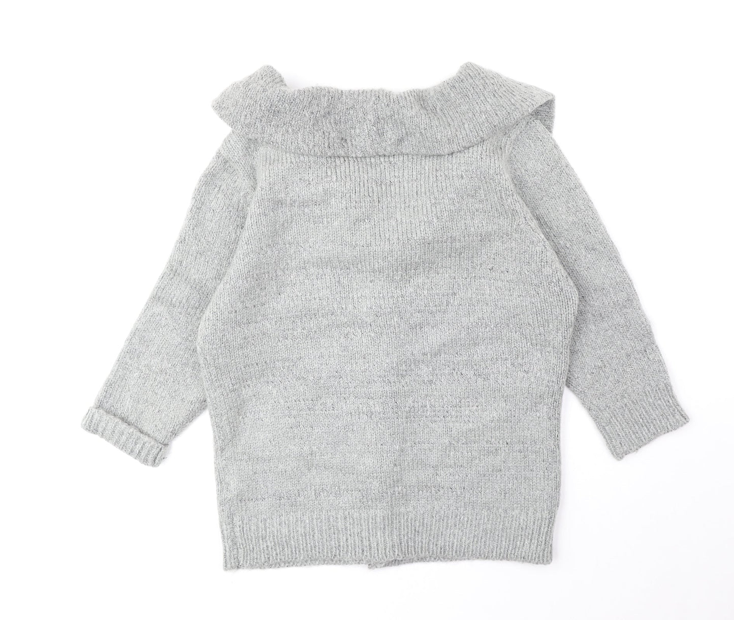 B-Soul Womens Grey Collared Acrylic Cardigan Jumper Size L