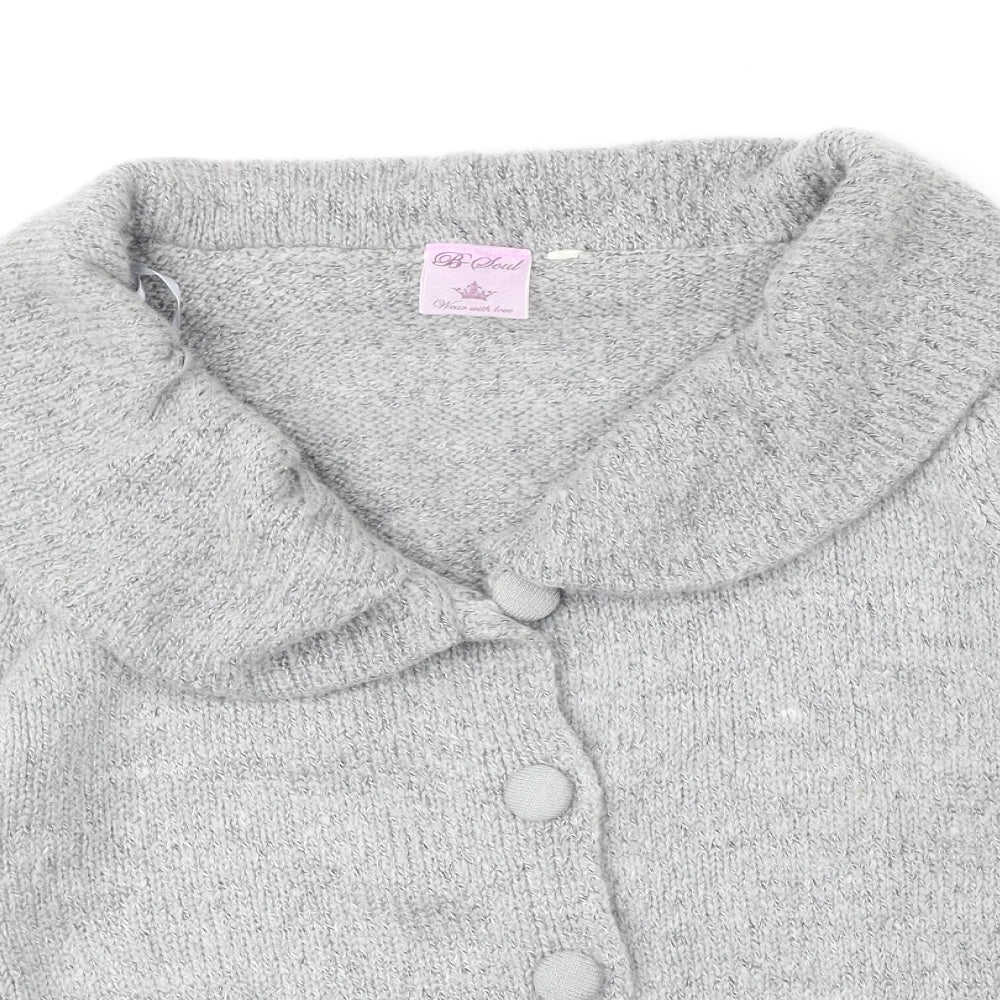 B-Soul Womens Grey Collared Acrylic Cardigan Jumper Size L