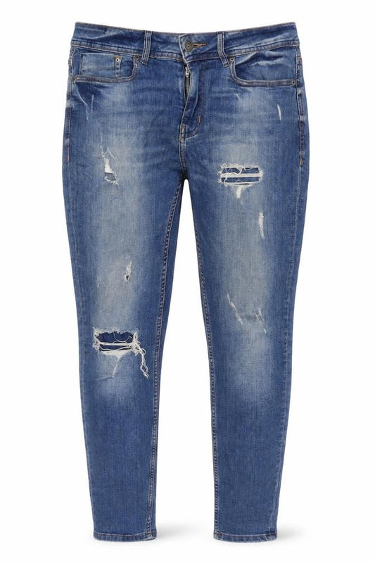 LFTDNM Womens Blue Cotton Skinny Jeans Size 12 Regular Zip