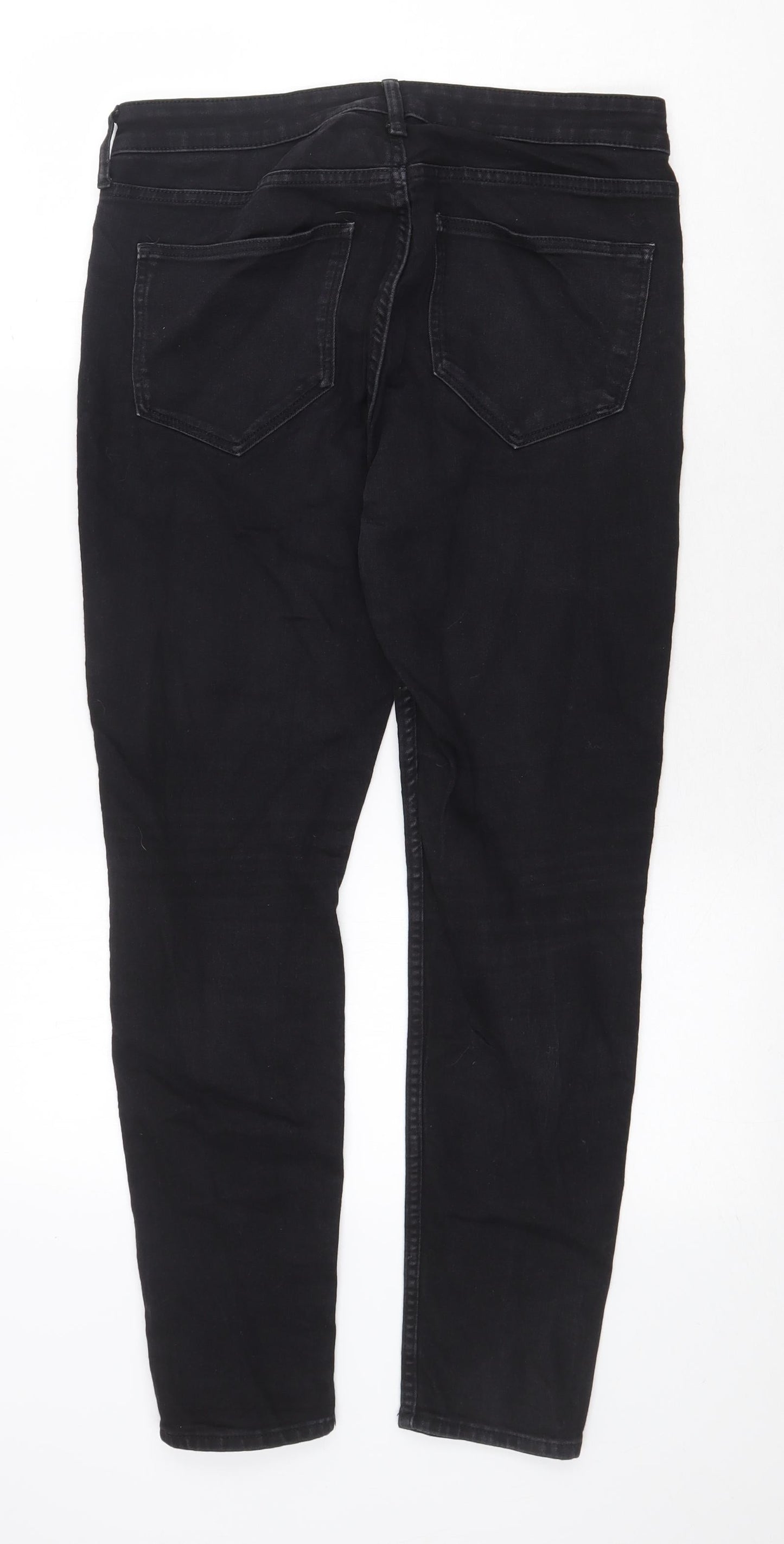 H&M Womens Black Cotton Skinny Jeans Size 12 Regular Zip