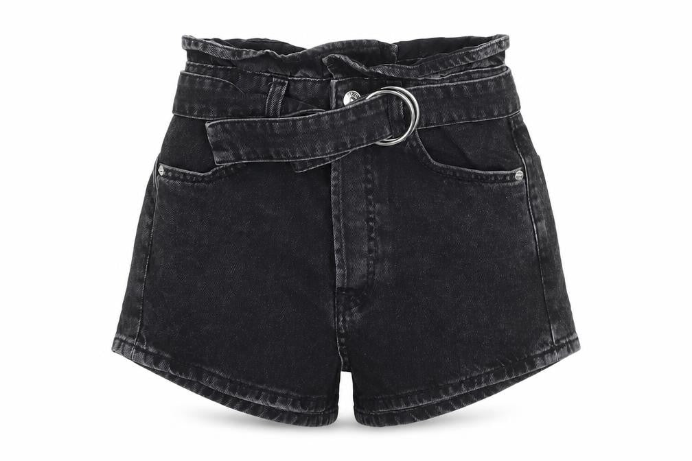 H&M Womens Black Cotton Boyfriend Shorts Size 4 Regular Button