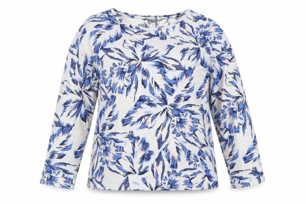 Nutmeg Womens Grey Round Neck Floral Polyester Pullover Jumper Size 12