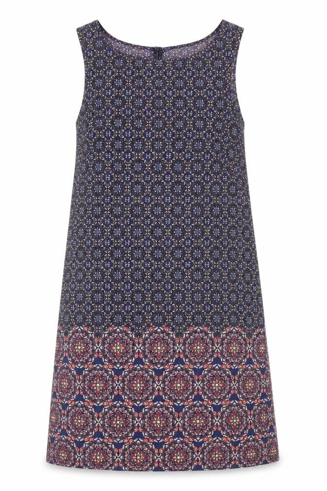 New Look Womens Multicoloured Geometric Polyester A-Line Size 14 Round Neck