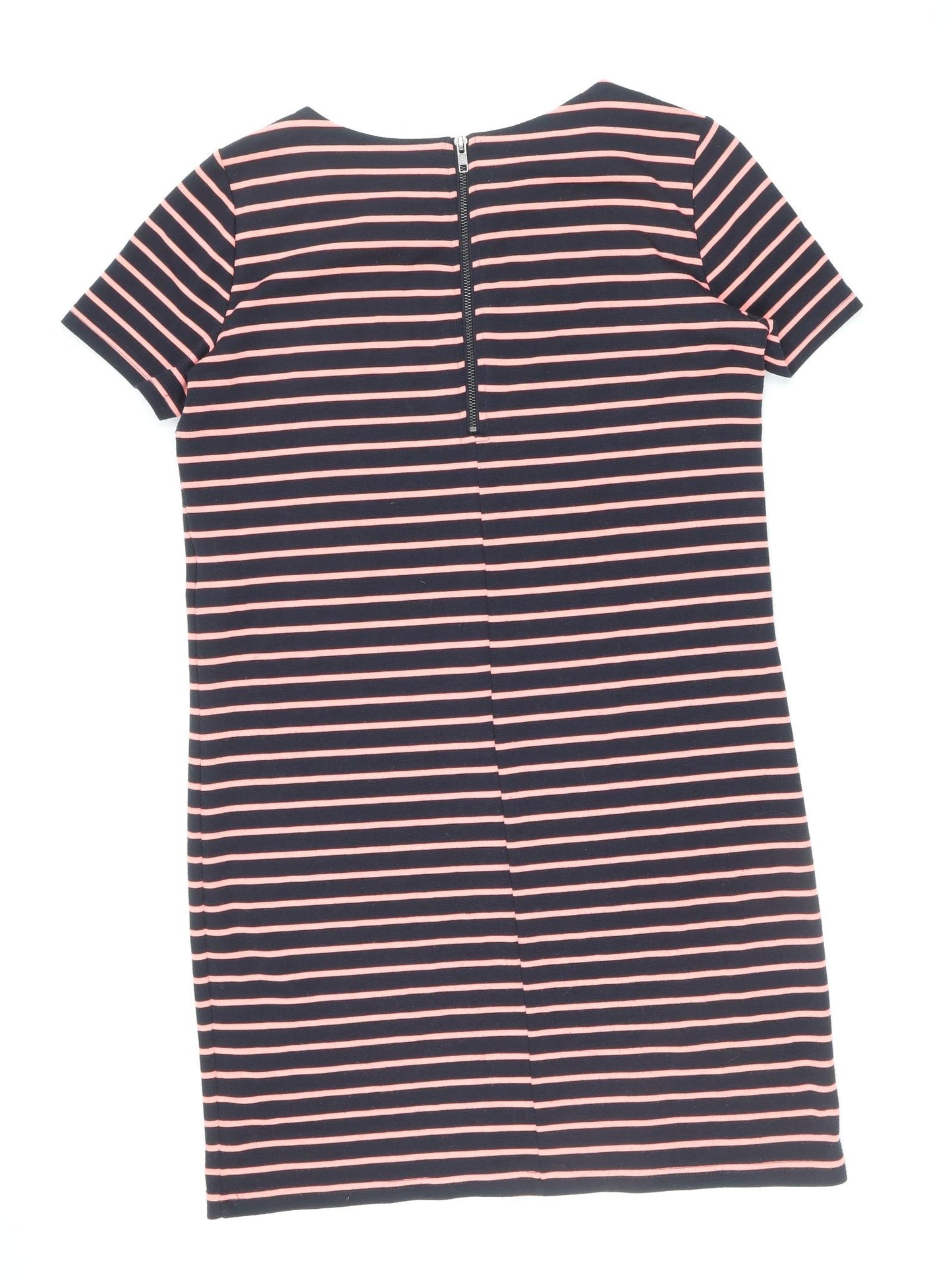 VILA Womens Blue Striped Polyester T-Shirt Dress Size M Round Neck Zip