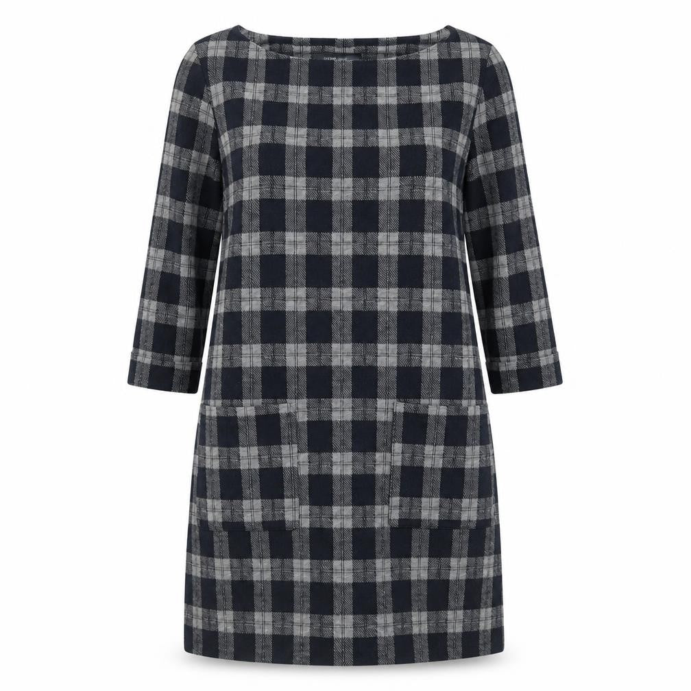 Primark Womens Grey Check Polyester Sheath Size 12 Round Neck Pullover